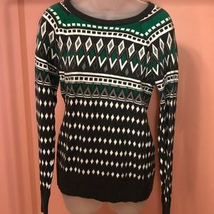 Merona Green & Gray Pattern Sweater Size Large